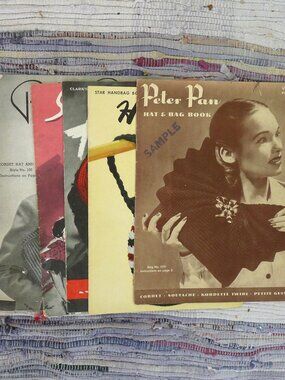 6 vintage knitting crochet pattern books hats bags accessories